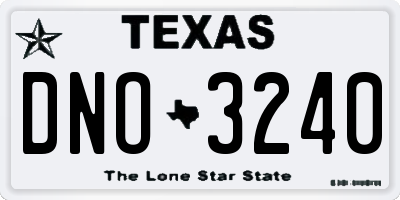 TX license plate DNO3240
