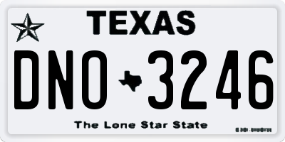 TX license plate DNO3246