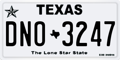 TX license plate DNO3247