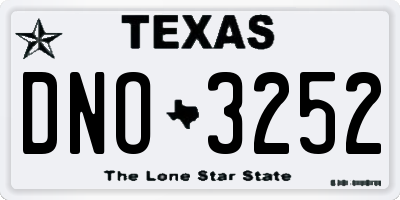 TX license plate DNO3252
