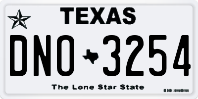TX license plate DNO3254