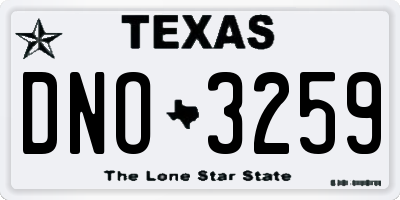 TX license plate DNO3259