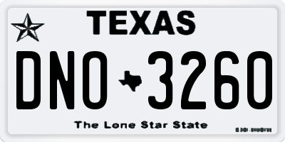 TX license plate DNO3260