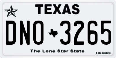 TX license plate DNO3265