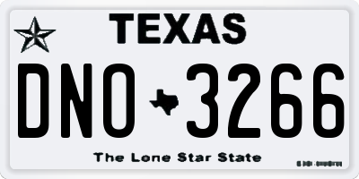 TX license plate DNO3266