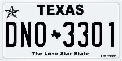 TX license plate DNO3301