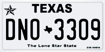 TX license plate DNO3309
