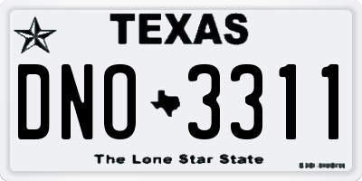 TX license plate DNO3311