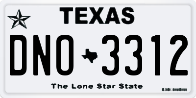 TX license plate DNO3312