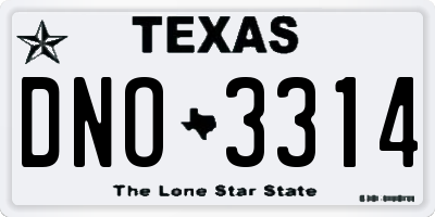 TX license plate DNO3314