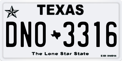 TX license plate DNO3316