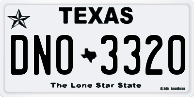 TX license plate DNO3320
