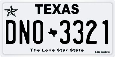 TX license plate DNO3321