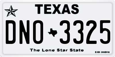 TX license plate DNO3325