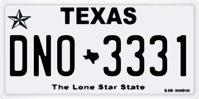 TX license plate DNO3331