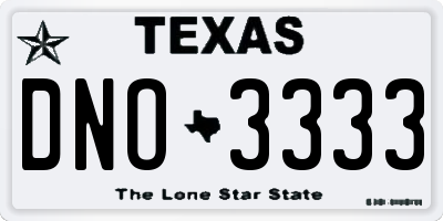 TX license plate DNO3333