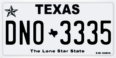 TX license plate DNO3335