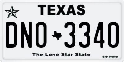 TX license plate DNO3340