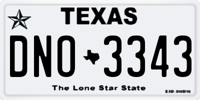 TX license plate DNO3343