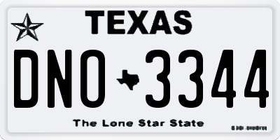TX license plate DNO3344