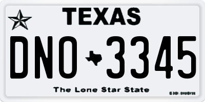 TX license plate DNO3345