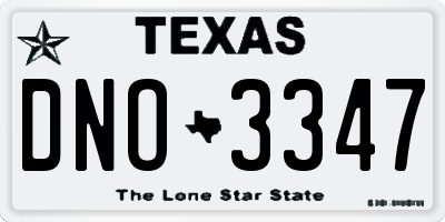 TX license plate DNO3347