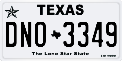 TX license plate DNO3349