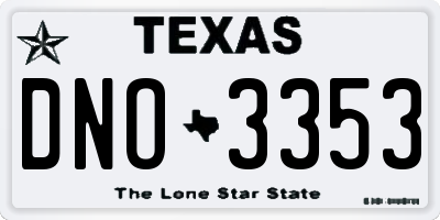 TX license plate DNO3353