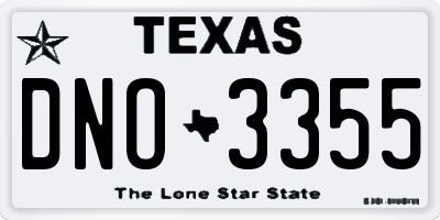 TX license plate DNO3355