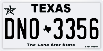 TX license plate DNO3356