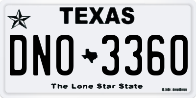 TX license plate DNO3360