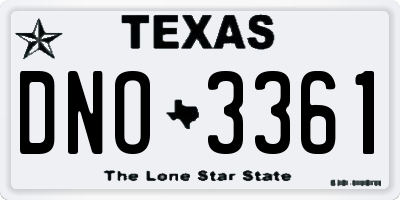 TX license plate DNO3361
