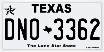 TX license plate DNO3362