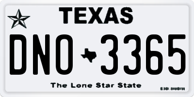 TX license plate DNO3365