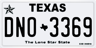 TX license plate DNO3369