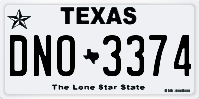 TX license plate DNO3374