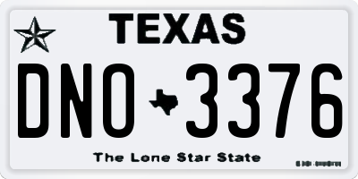 TX license plate DNO3376