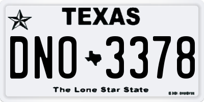 TX license plate DNO3378