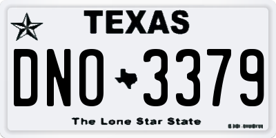 TX license plate DNO3379