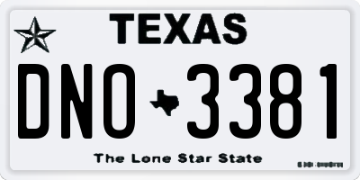 TX license plate DNO3381