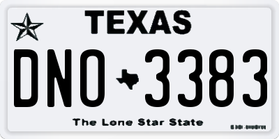 TX license plate DNO3383
