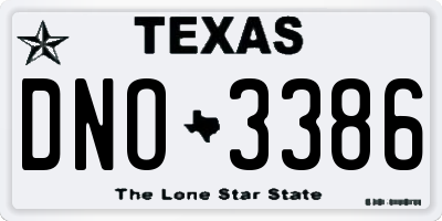 TX license plate DNO3386