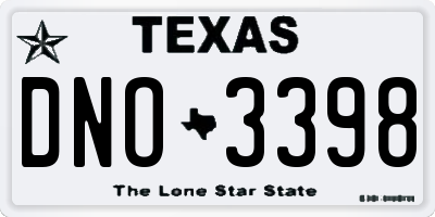 TX license plate DNO3398