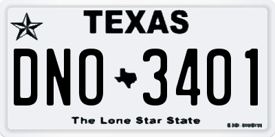 TX license plate DNO3401