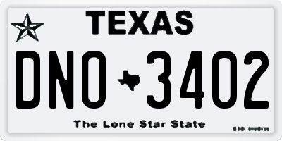 TX license plate DNO3402