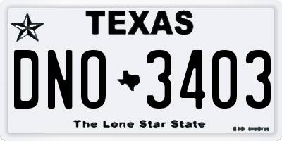 TX license plate DNO3403