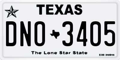 TX license plate DNO3405