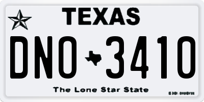 TX license plate DNO3410