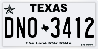 TX license plate DNO3412