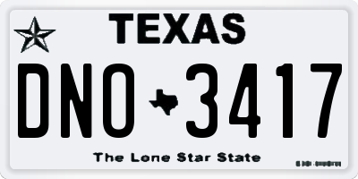 TX license plate DNO3417